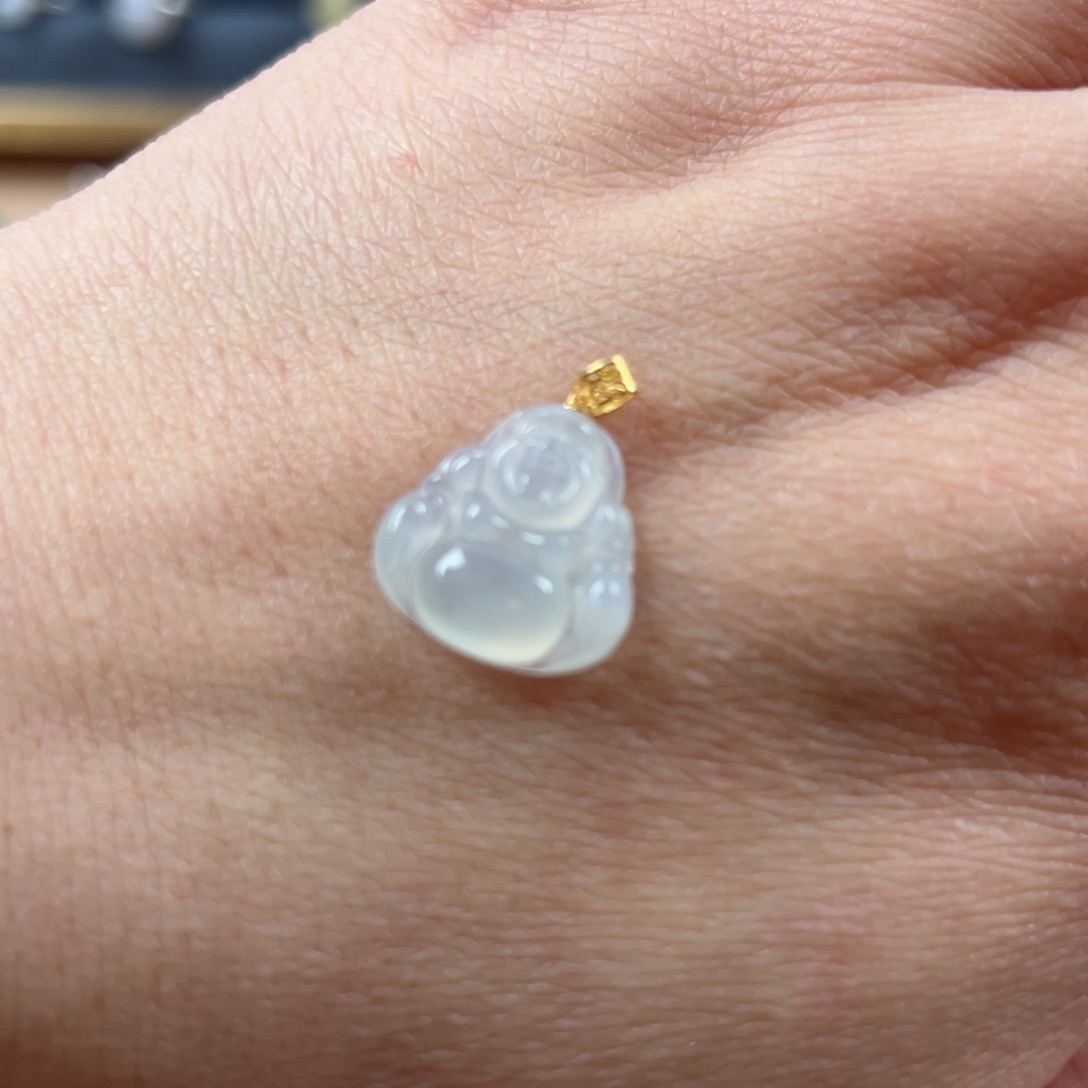 翡翠颈饰18K金镶嵌佛公福利款迷你款