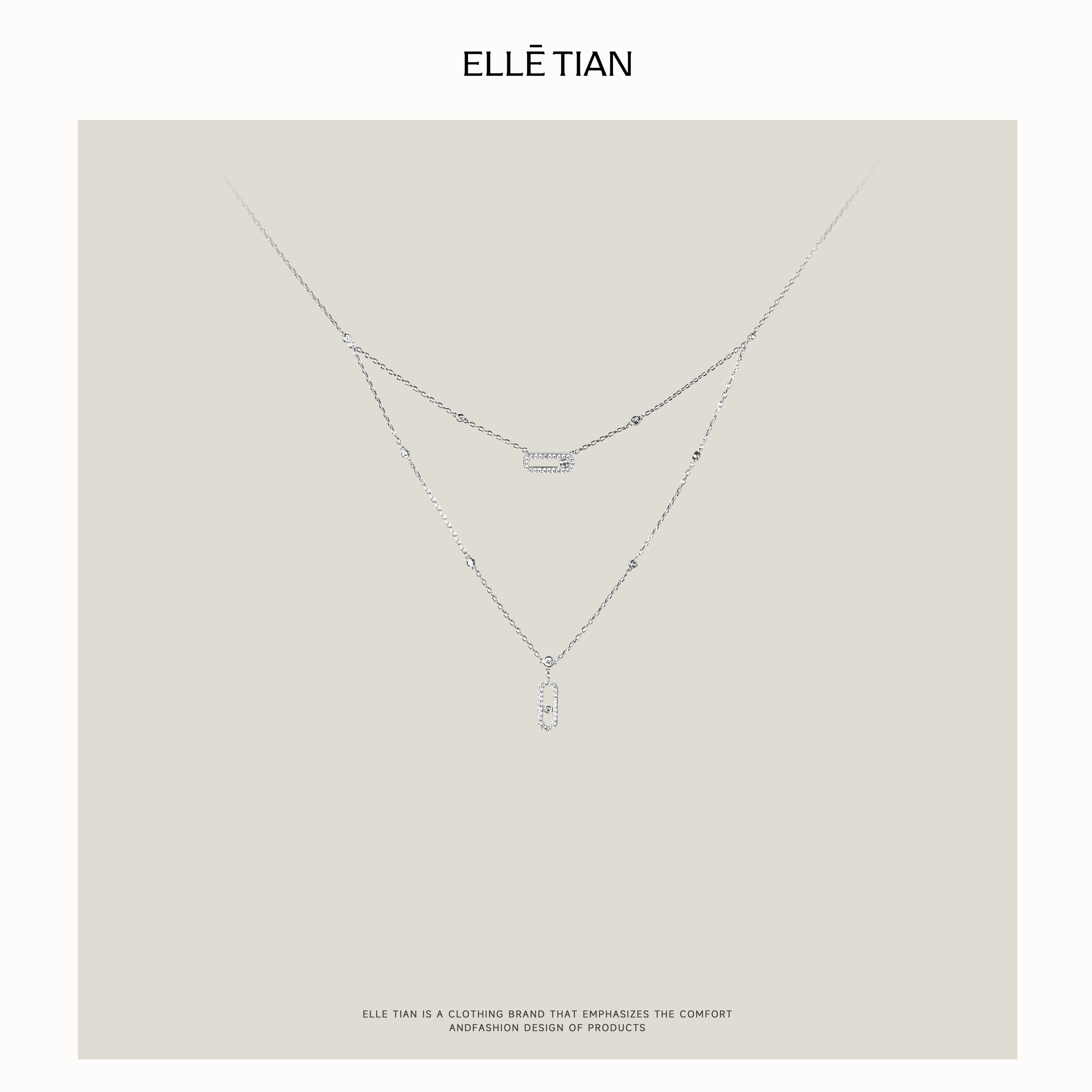 铜项链 ELLE-TIAN “月光华尔兹”铜镀18K 时尚带钻项链EASI028