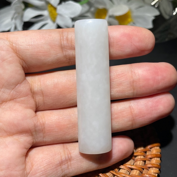 天然和田玉白玉长条平安无事牌挂件19.8克57.2-14-8.8毫米