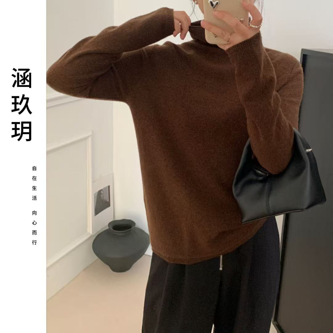 涵玖玥【100%羊毛】糯糯堆堆领 亮片百搭新款套头上衣影01-230223