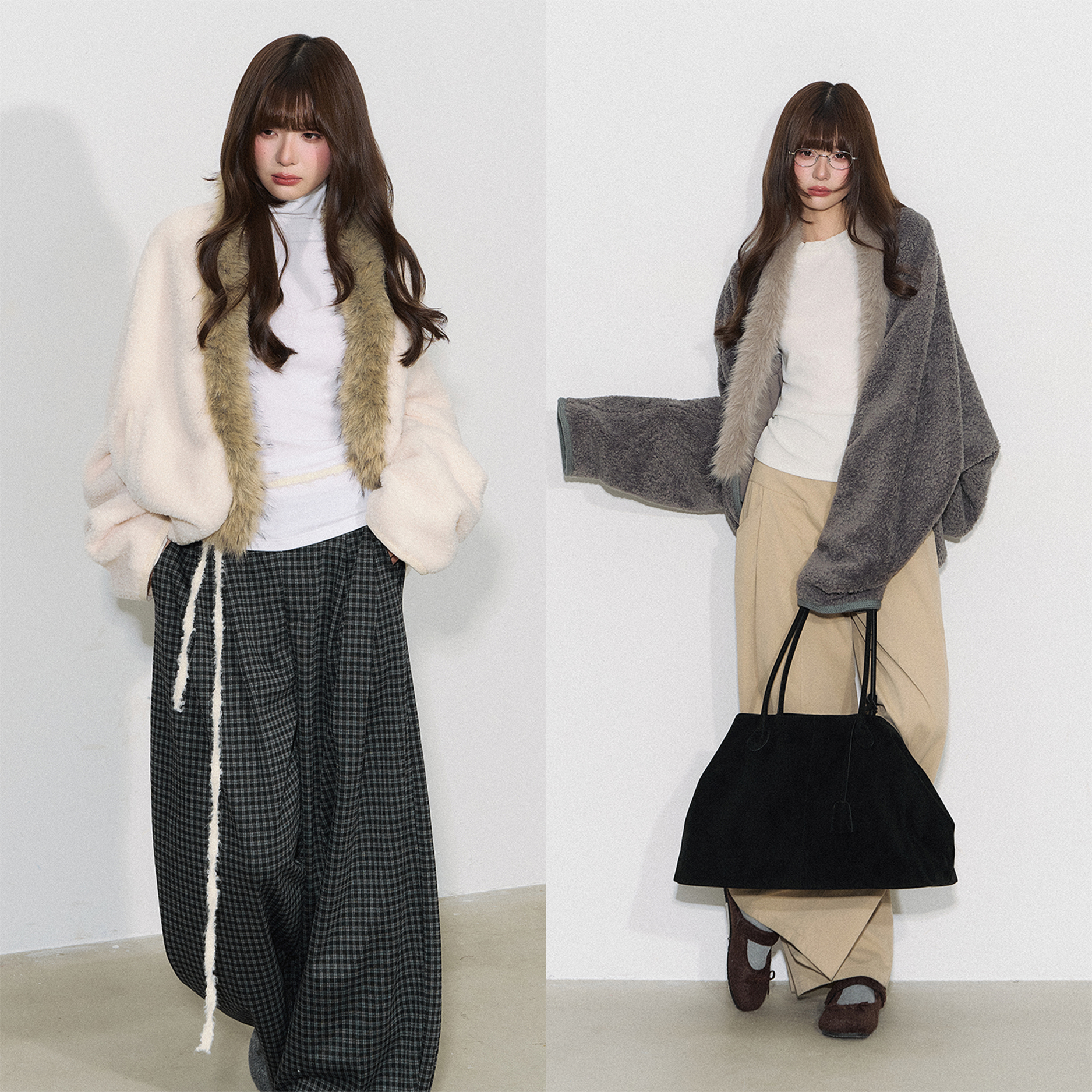 【年终福利】Cyni “暖绒午后”冬季新款蝙蝠袖毛呢外套