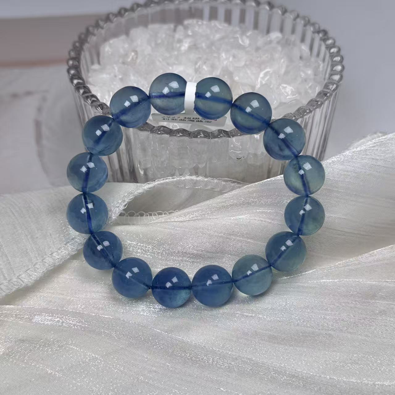  海蓝宝石Z927 顶顶料超级圣玛丽亚蓝海蓝宝手串 多样性发其一