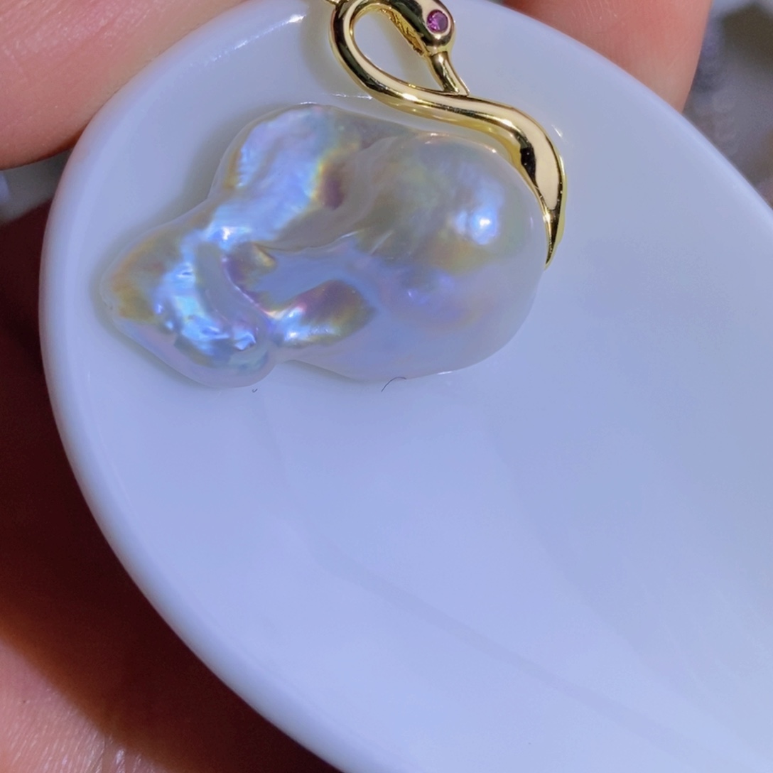 银S925镶嵌天然淡水珍珠淡水珍珠