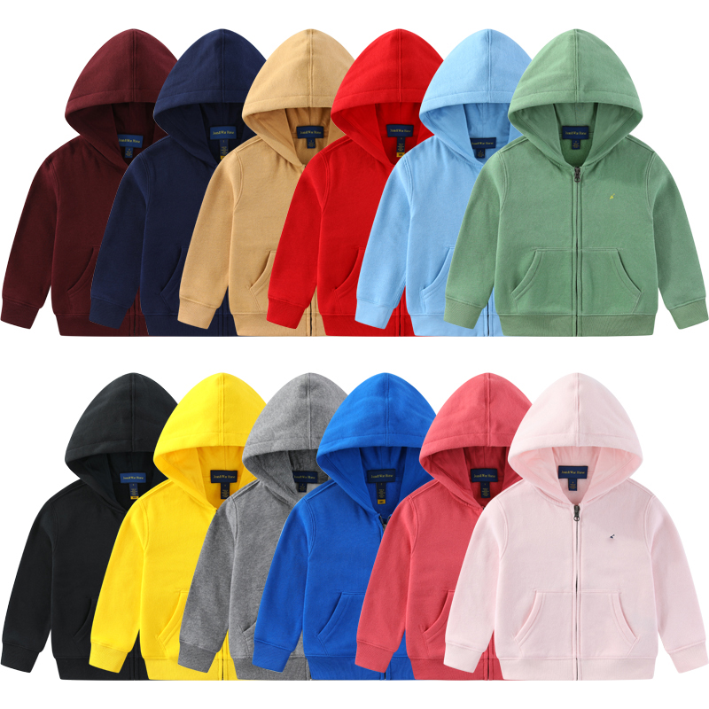 112男女童外贸加绒拉链卫衣外套连帽款