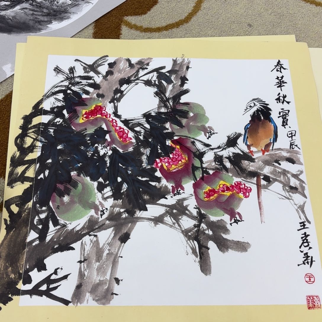 国画都发卡纸花鸟