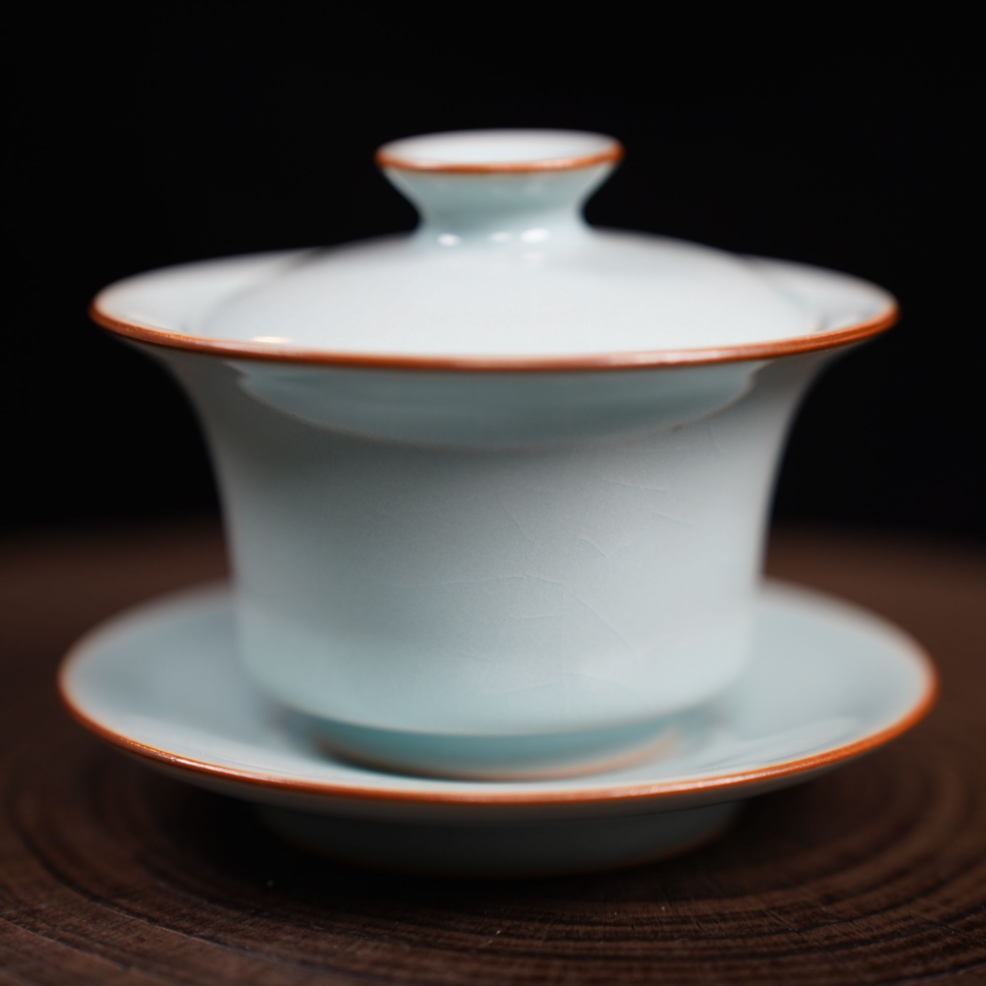 汝州原产地原矿釉天青马蹄盖碗纯手工