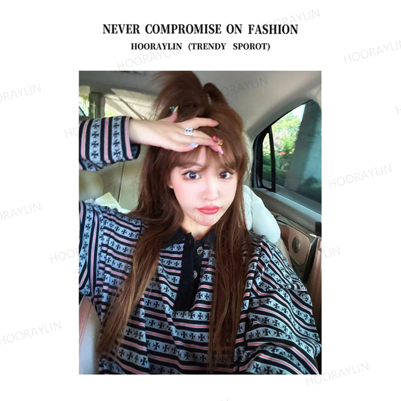 【HoorayLin】暗纹针织原开品质长袖polo#HF-23PK386