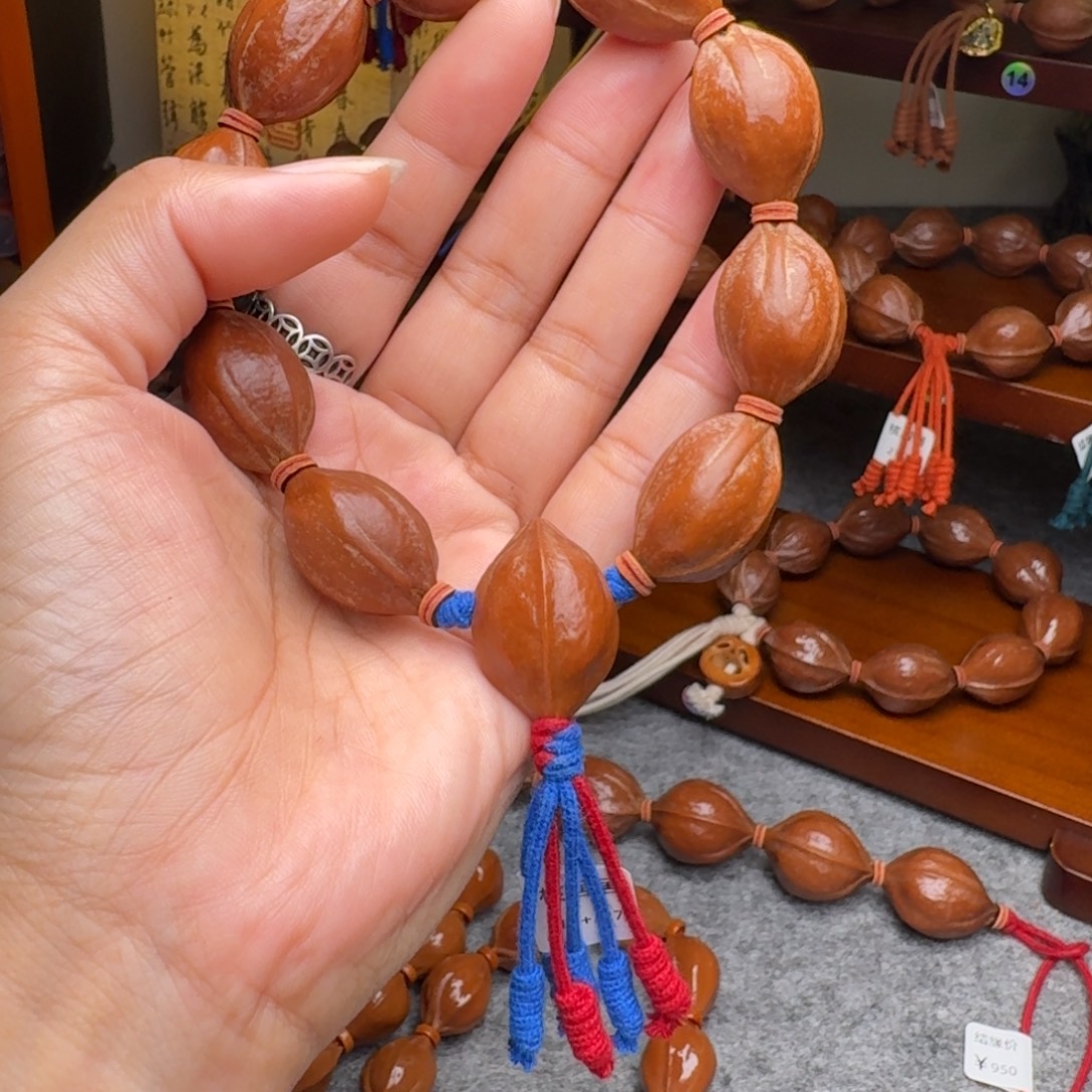 橄榄核手串18+/27带三通 老核原皮带霜 梅林铁核