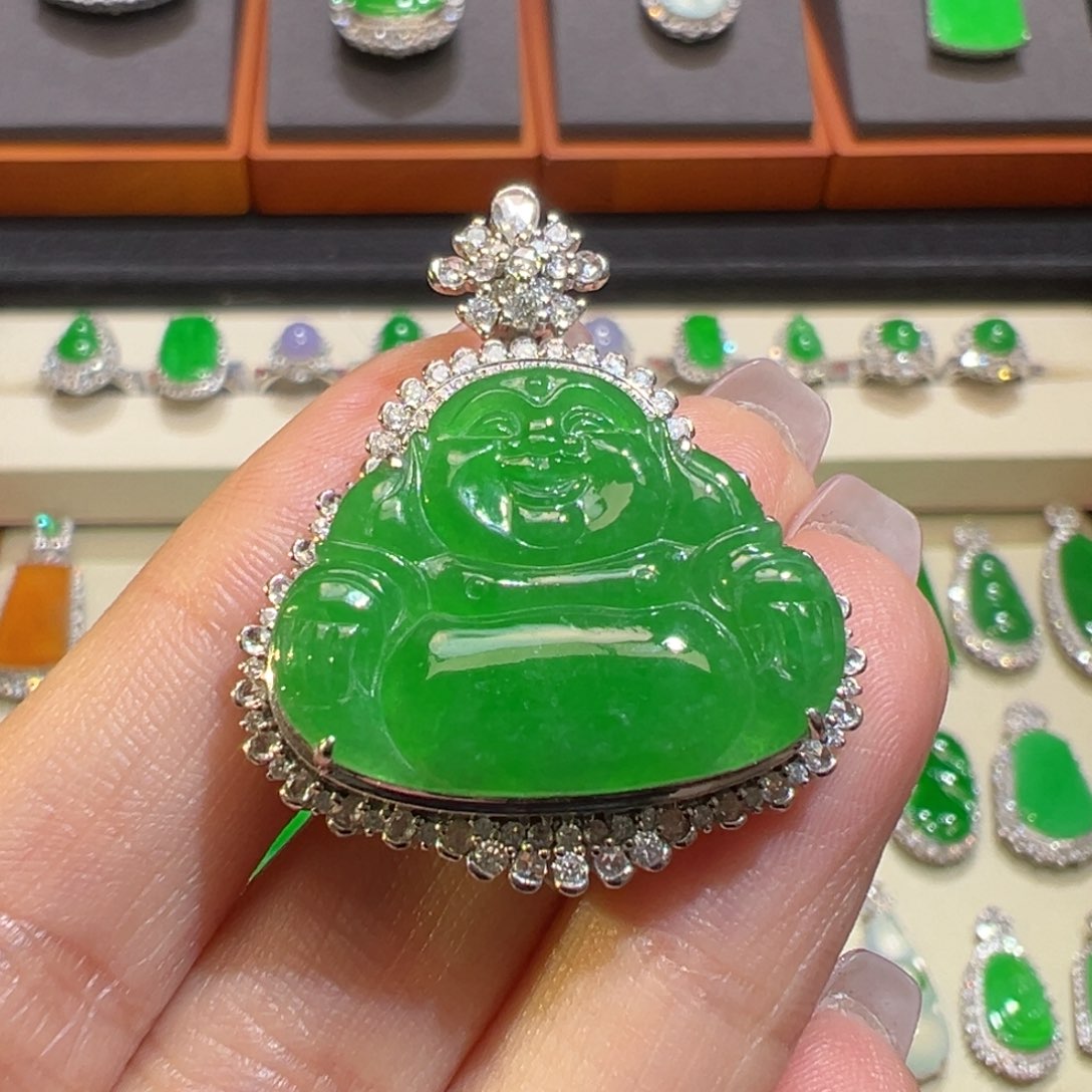 翡翠颈饰18K金镶嵌阳**后收到货48小时鉴赏期