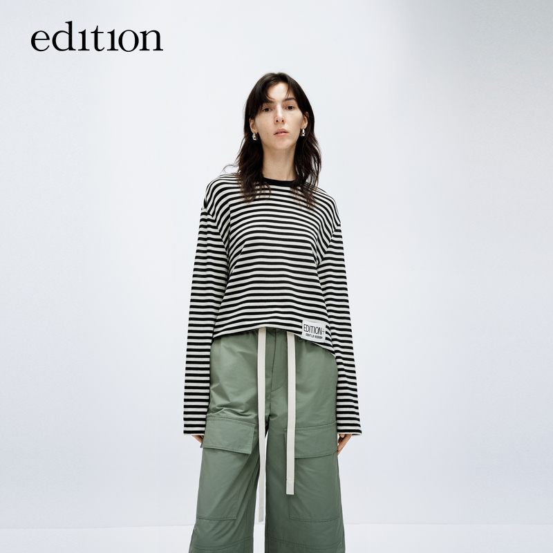 【E+春雨胶囊系列】edition新款透气澳毛条纹T恤#EBD1TEEK02