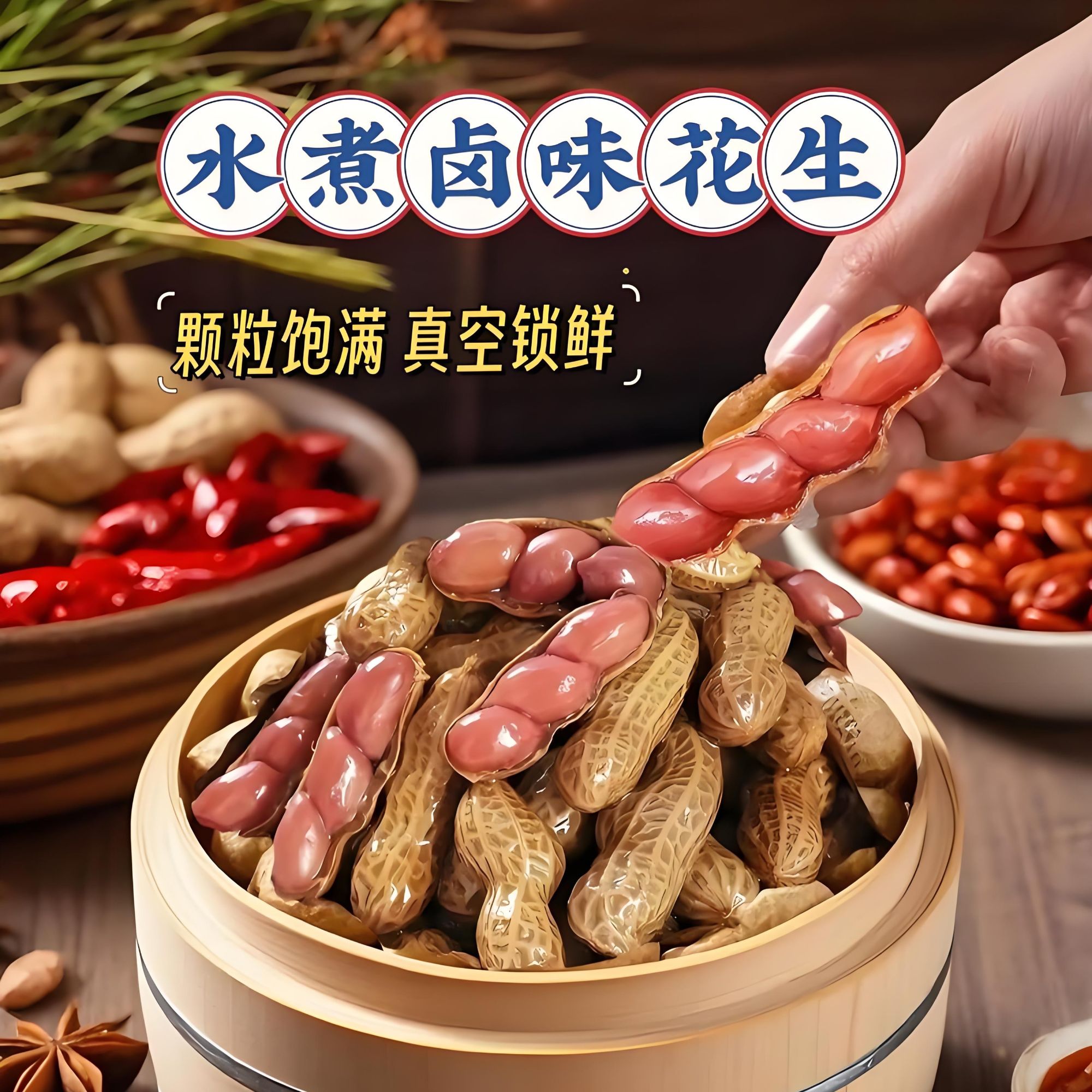 【花生美食零食到手4袋】蓟县老味蒸汽花生手工制作4斤鲜煮鲜发顺丰包邮花生