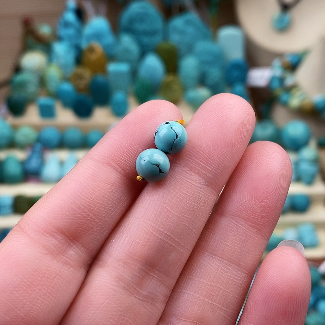 绿松石珠宝奇石未镶嵌7mm