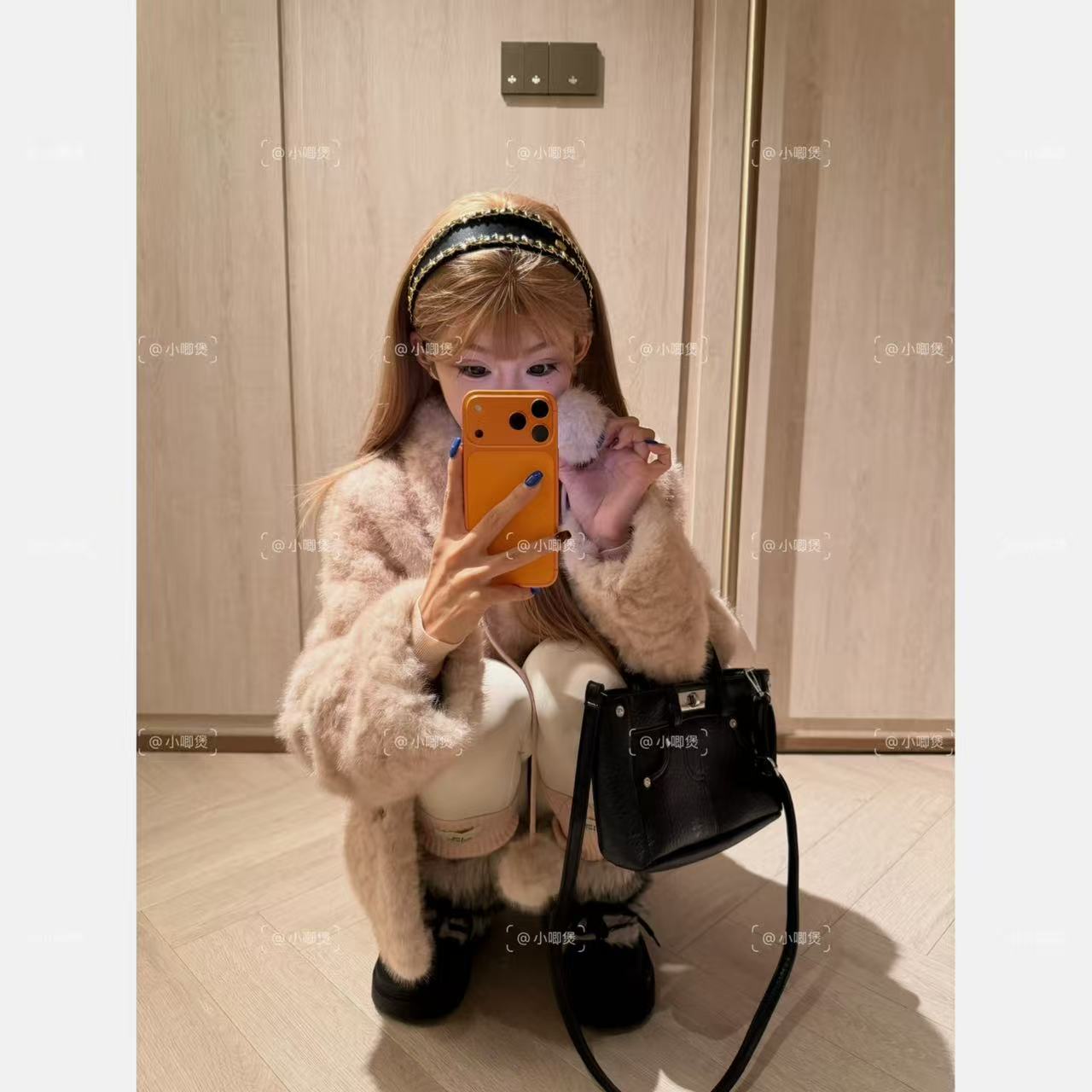 “莓莓雪球” 高质量中长款外套女冬立领毛毛外套