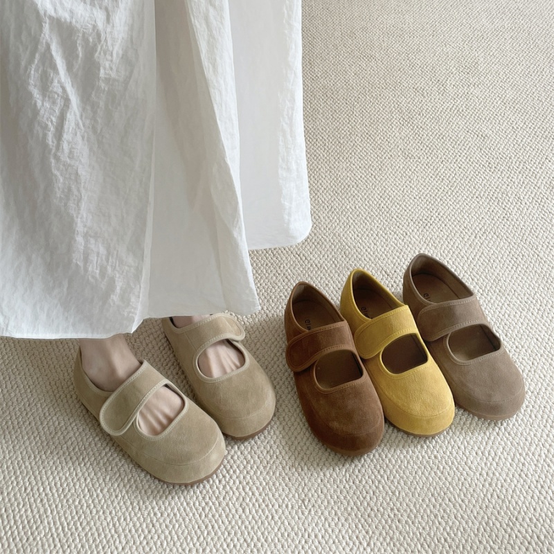 森系黄色厚底勃肯鞋女平底2025年春季浅口软底豆豆鞋奶奶鞋单鞋子