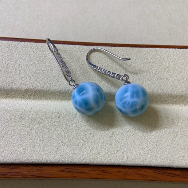 天然海纹石耳坠圆珠民族风简约百搭个性气质耳环