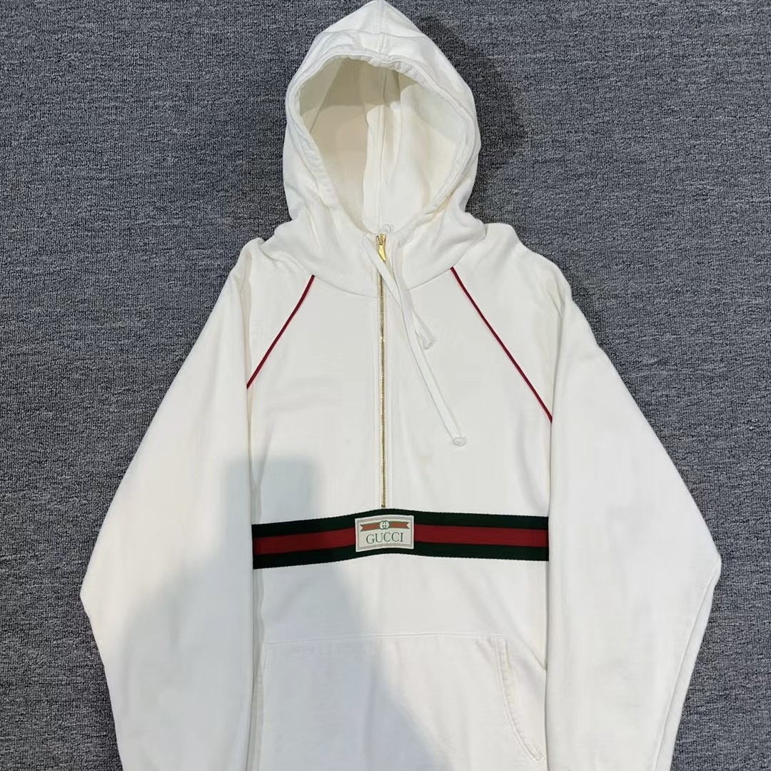 99新 GUCCI/古驰 古驰半拉链腰带帽衫/尺码：L