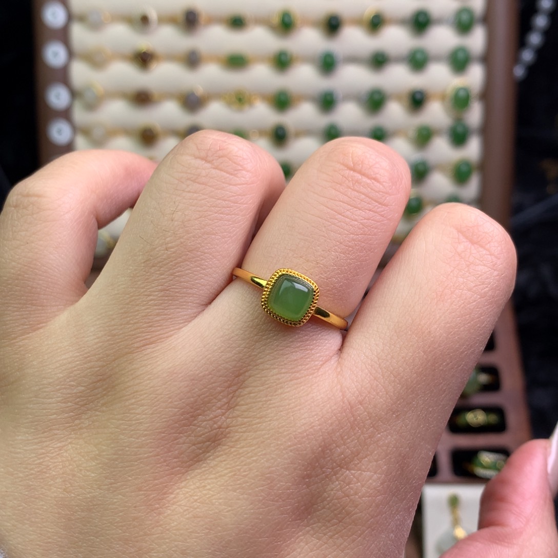 和田玉银S925镶嵌戒指