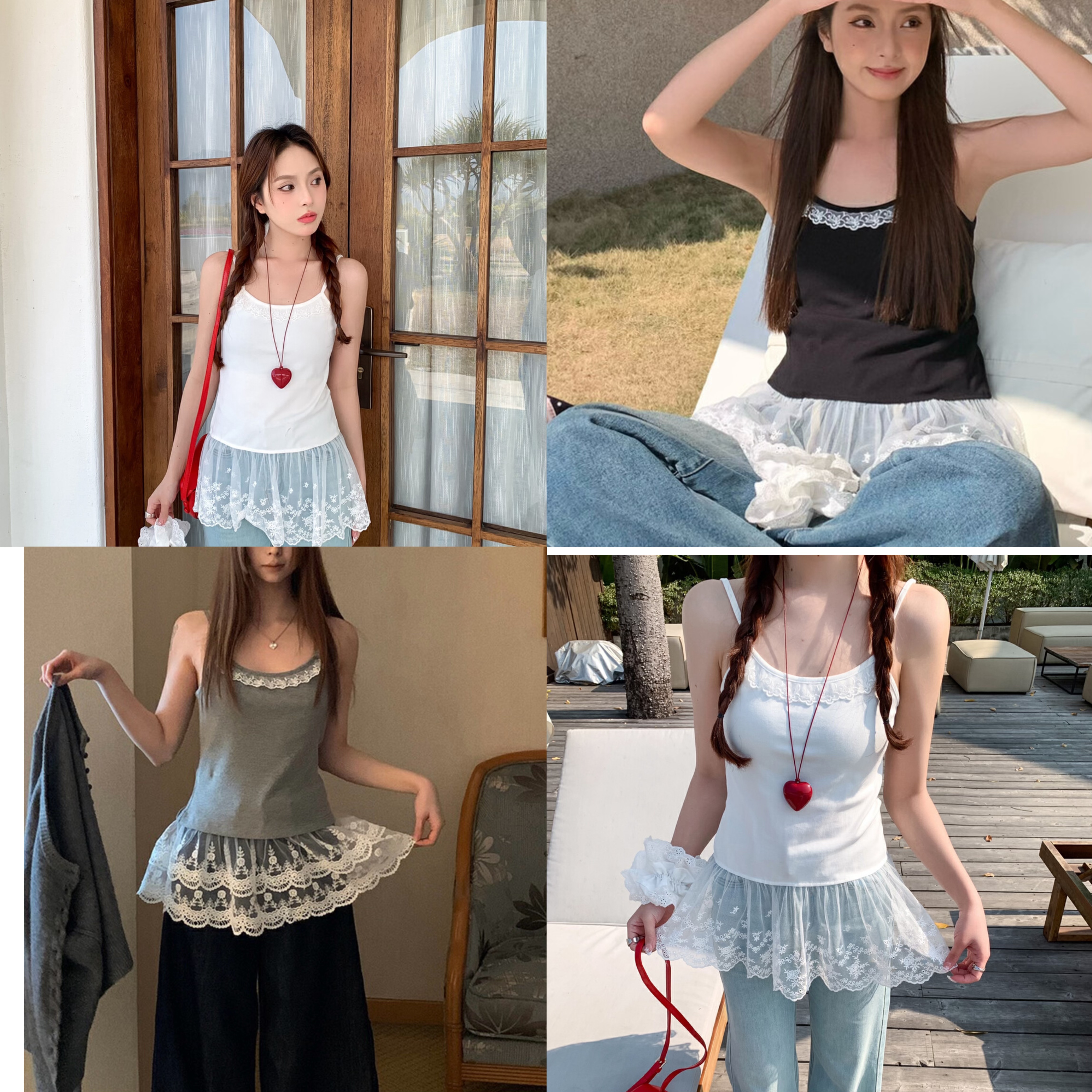 AOYING VANTECH澳莹万特 2025新款蕾丝花边设计吊带内搭背心上衣 