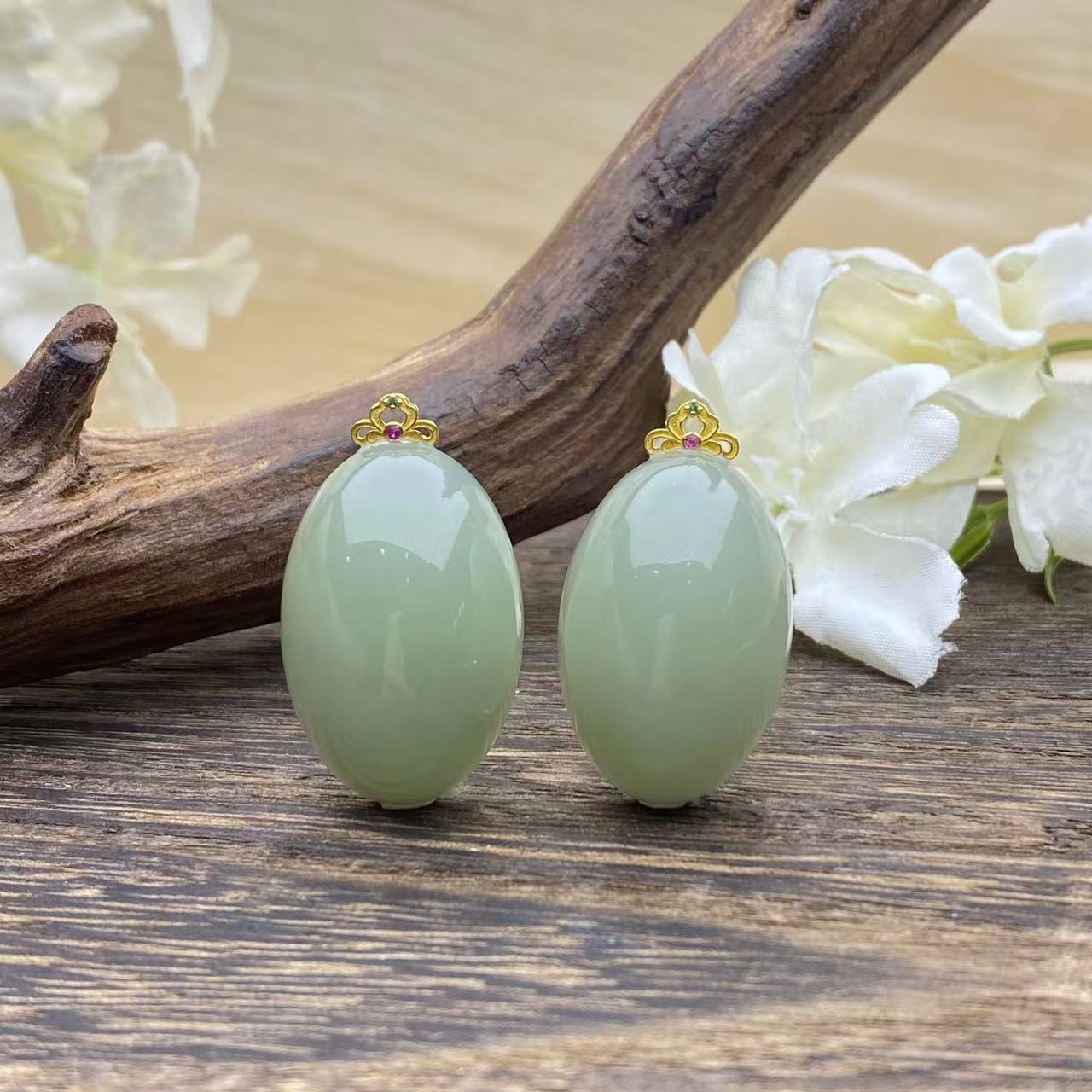 【小北好物】18K金和田玉吊坠QH75X251【多样性发一】约19*28mm