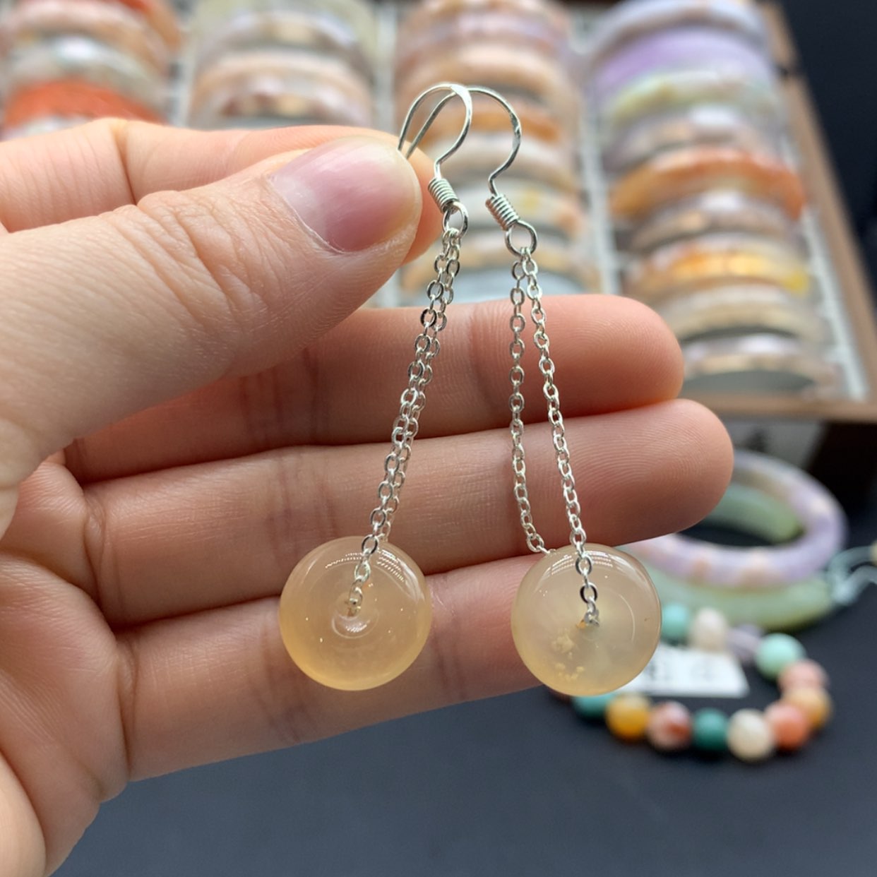 【闪购商品】玛瑙/玉髓耳钉未镶嵌