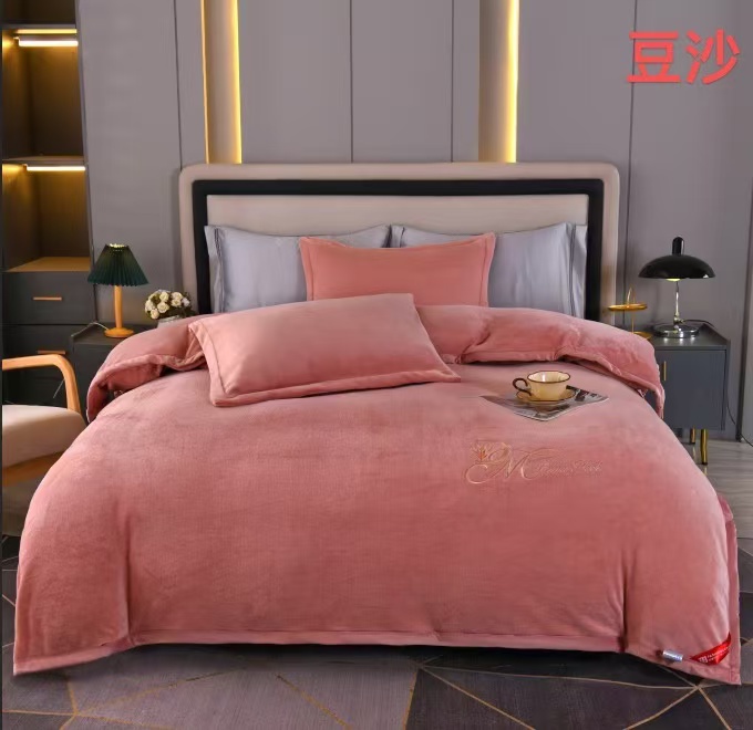 加厚牛奶绒婴儿绒宝宝绒高端绣花被套