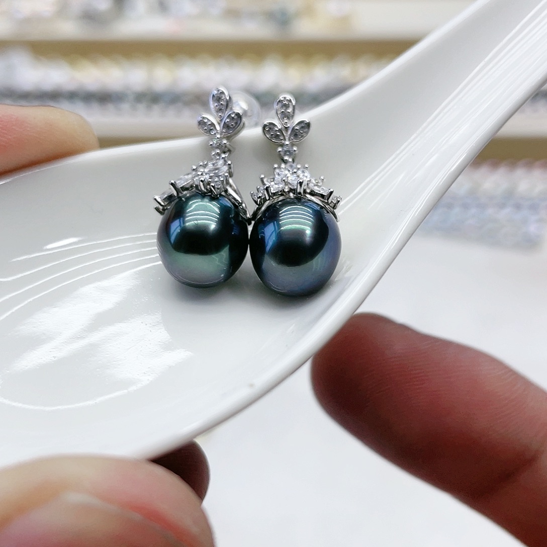 海水珍珠耳饰银S925镶嵌