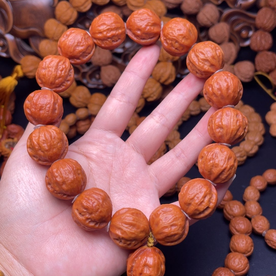 文玩核桃手串陨石纹圆籽手持