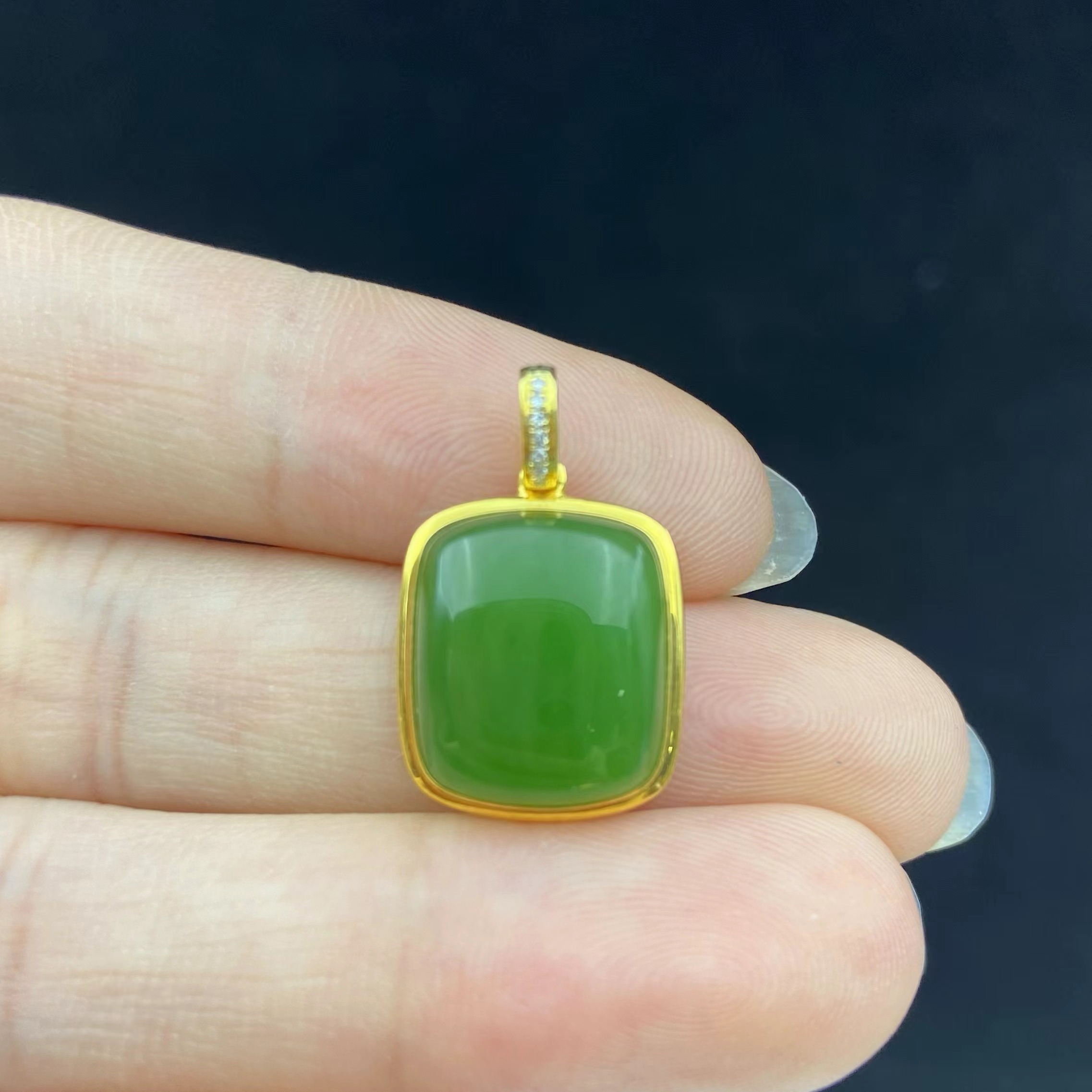 【慧子臻选】小方糖 | 18k金冰绿高色方形吊坠14*12*5mmD45