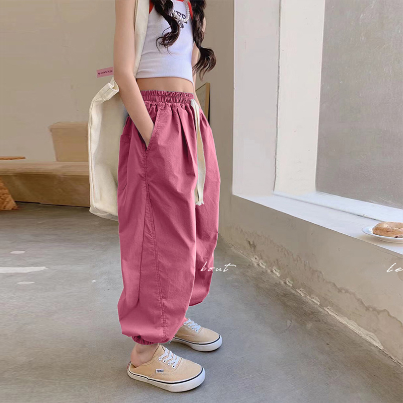 【纯棉长裤】男女休闲春夏季薄款长2025韩版宽松春秋洋气儿童束脚裤