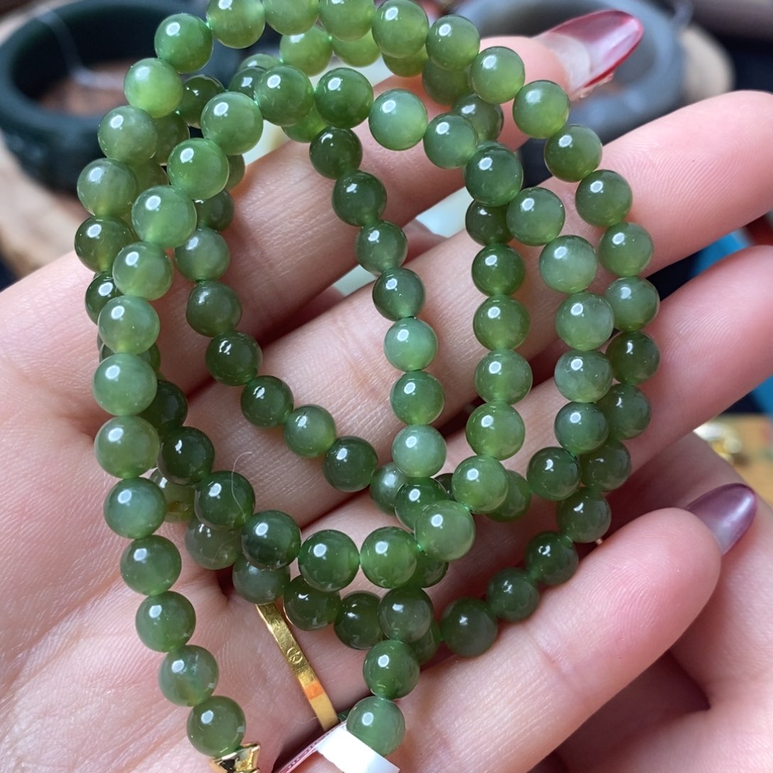 和田玉碧玉卡5mm项链未镶嵌