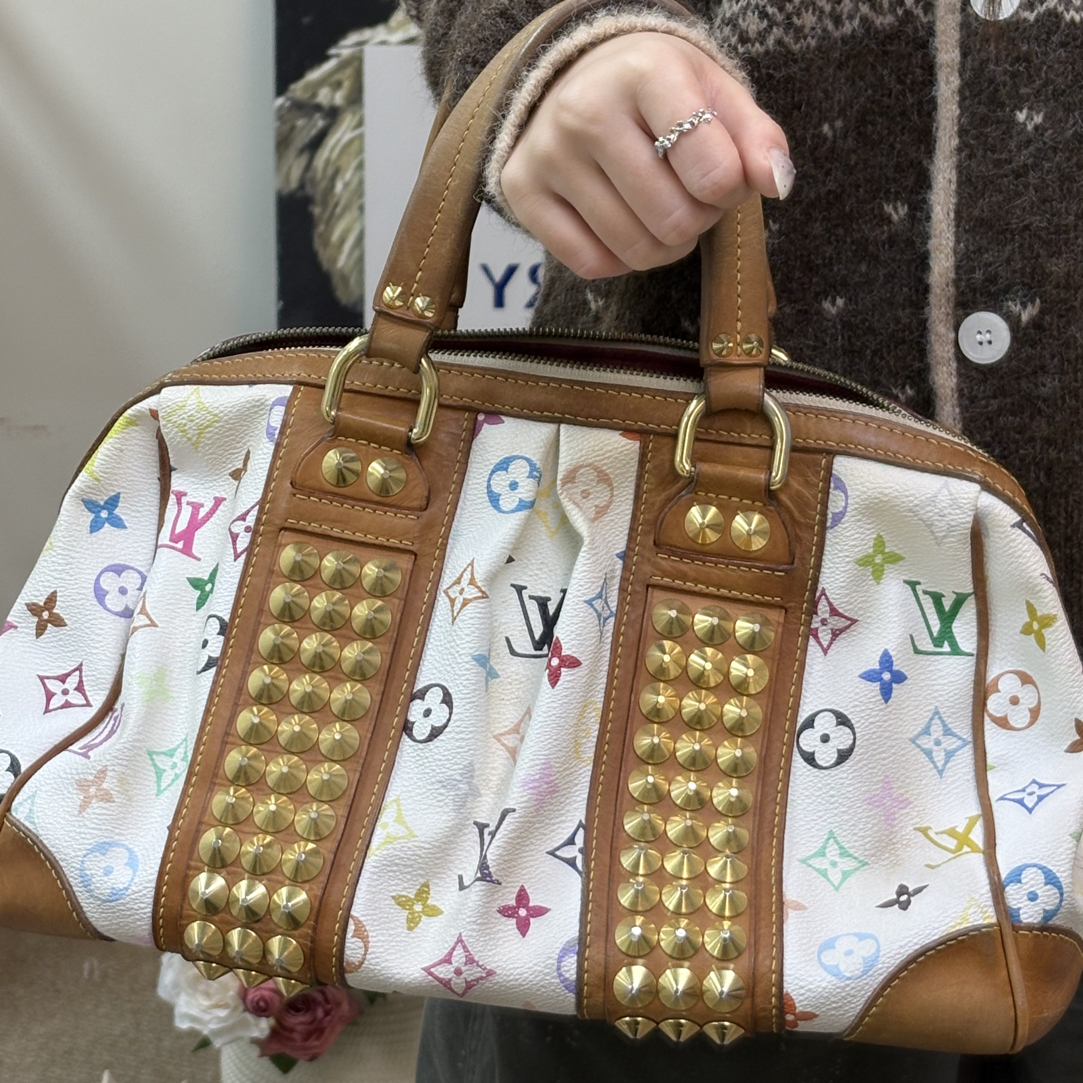 95新 LouisVuitton/路易威登 白三彩手拎包包