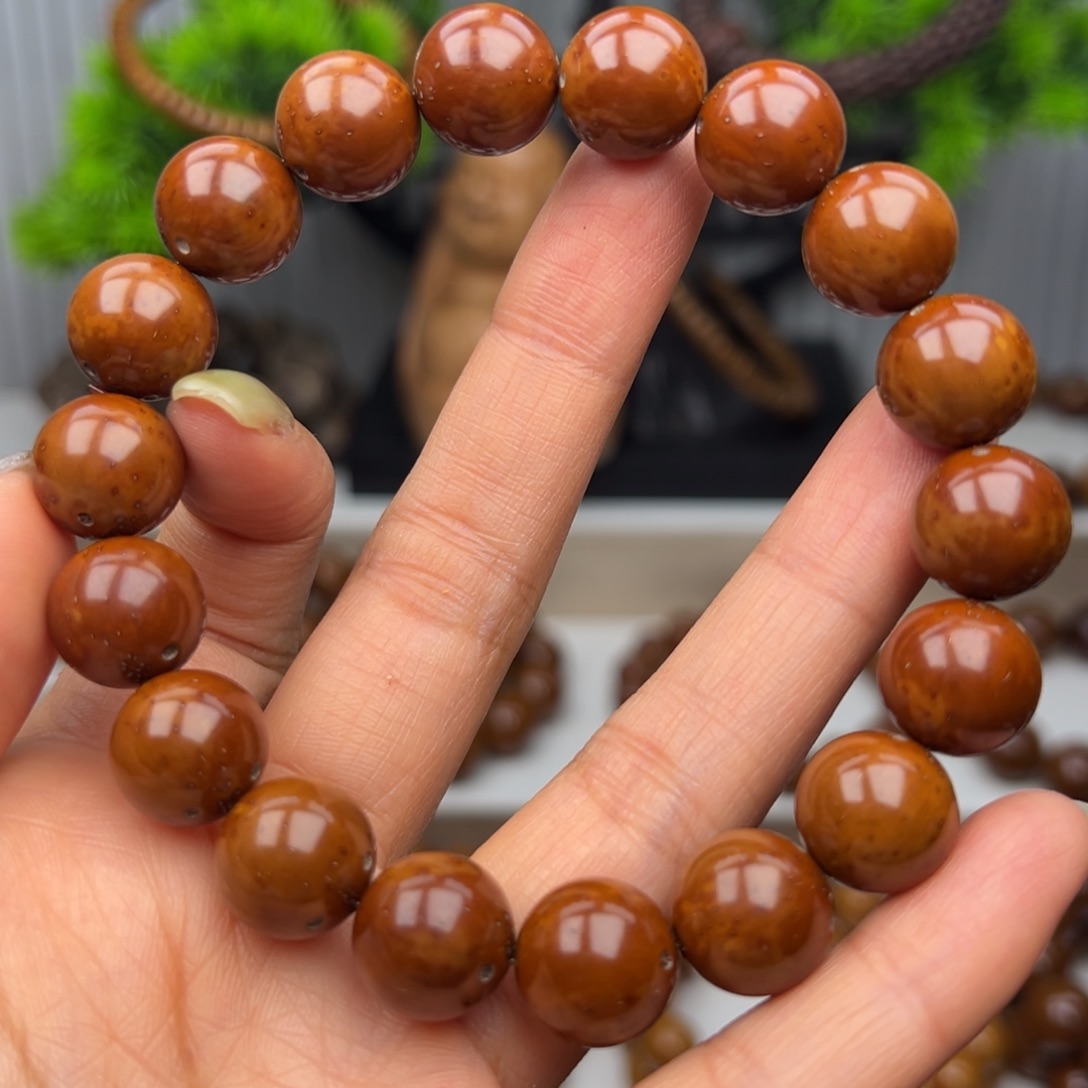 紫金鼠手串卡12.9半实心光珠