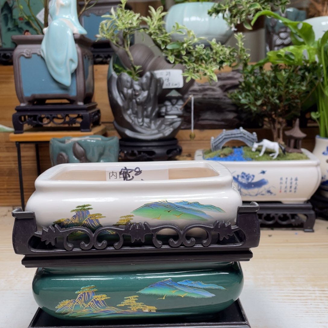 紫砂茶杯陶瓷艺术花盆陶瓷