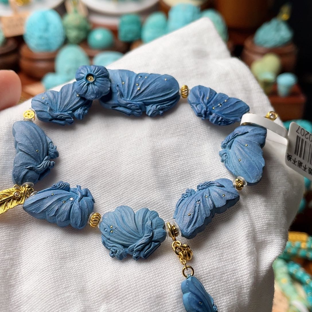 绿松石珠宝奇石18K金镶嵌