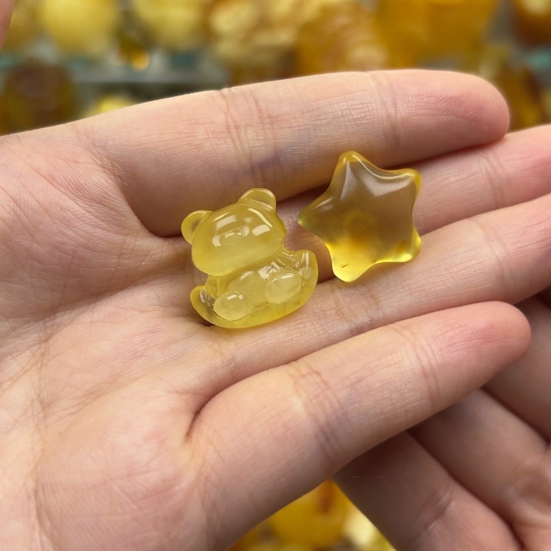 裸石琥珀未镶嵌琥珀配饰打孔不退不换微瑕