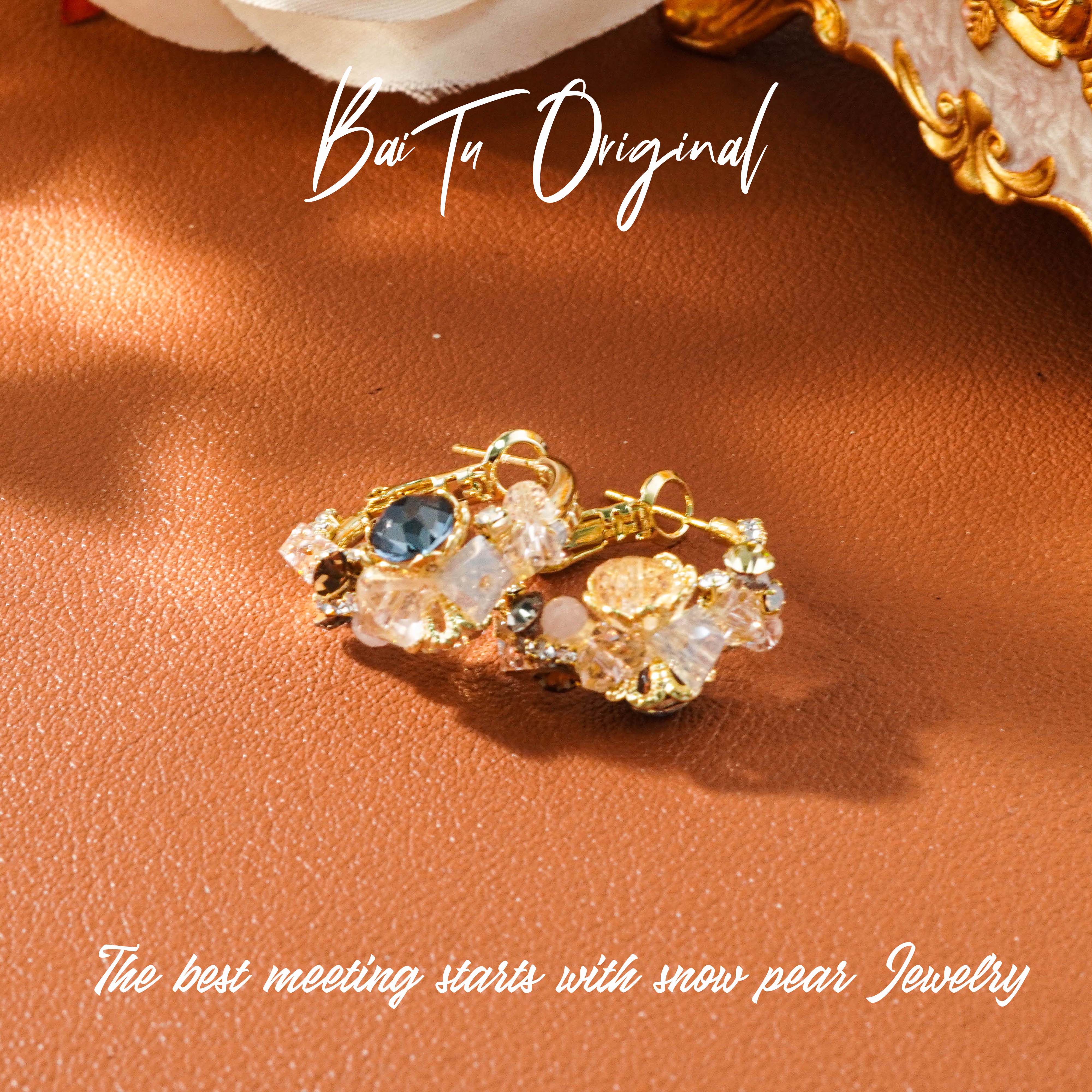 铜合金合成锆石耳饰 【柏荼】铜♠ 原创时尚 AQE0009耳环