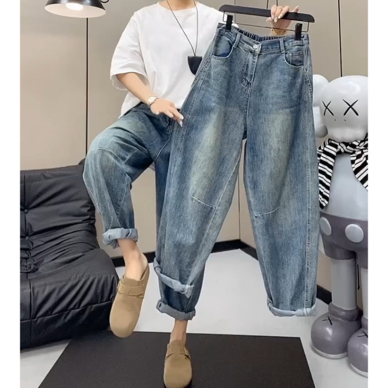 Aimeerosa/艾洛莎牛仔裤高弹修身显瘦九分裤春季时髦百搭老爹裤女