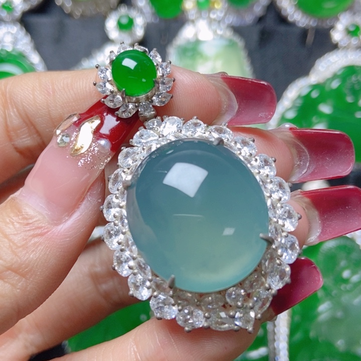 翡翠颈饰银S925镶嵌