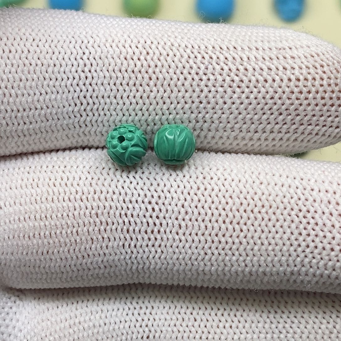 卡6mm莲花珠高瓷绿色