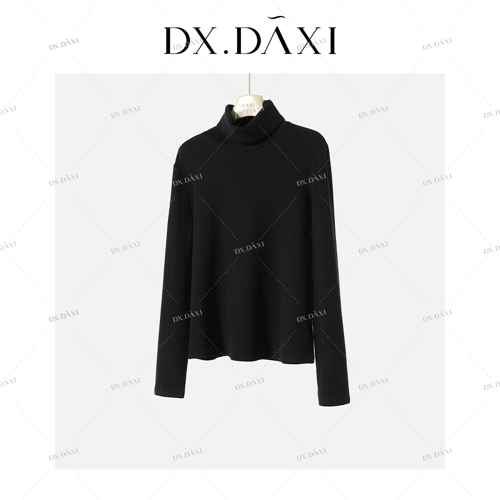 代大喜【暖感抓绒】堆堆领纯色打底衫T恤女冬新款宽松显瘦内搭上衣