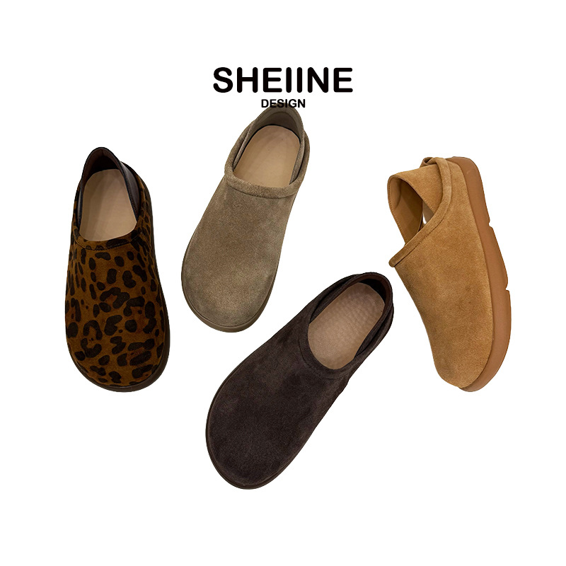 小土豆勃肯鞋女2025新款踩跟一脚蹬厚底乐福鞋丑萌大头单鞋