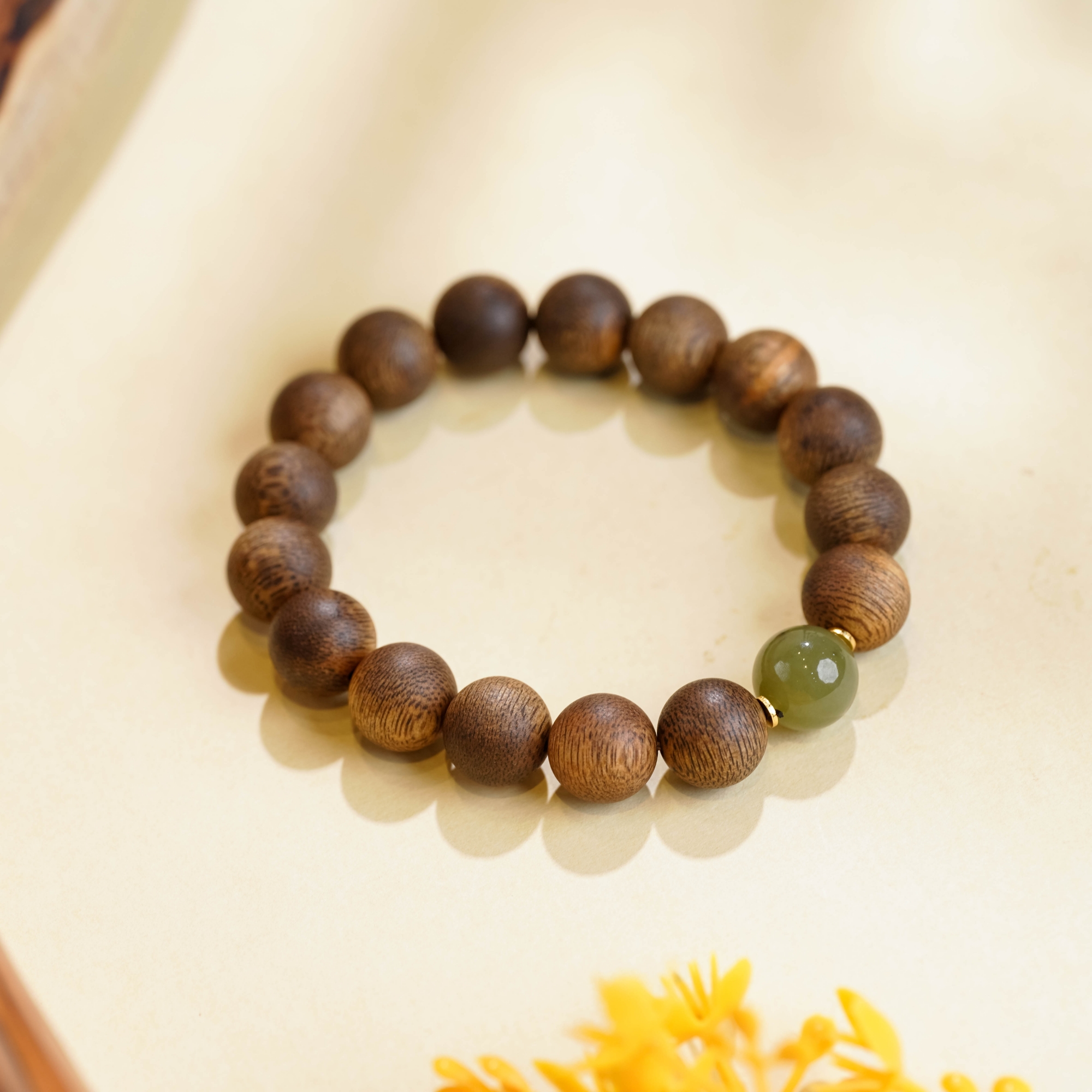 沉香香港黄奇楠12mm单圈设计款