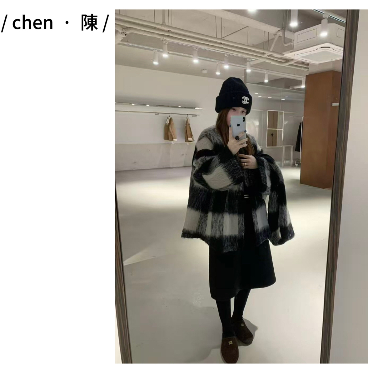 chen·陳轻奢【格子】双面羊毛大衣（不建议机洗）（配围巾）