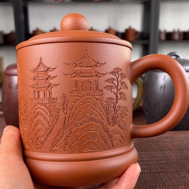 茶杯紫砂宜兴原矿紫砂盖杯微瑕