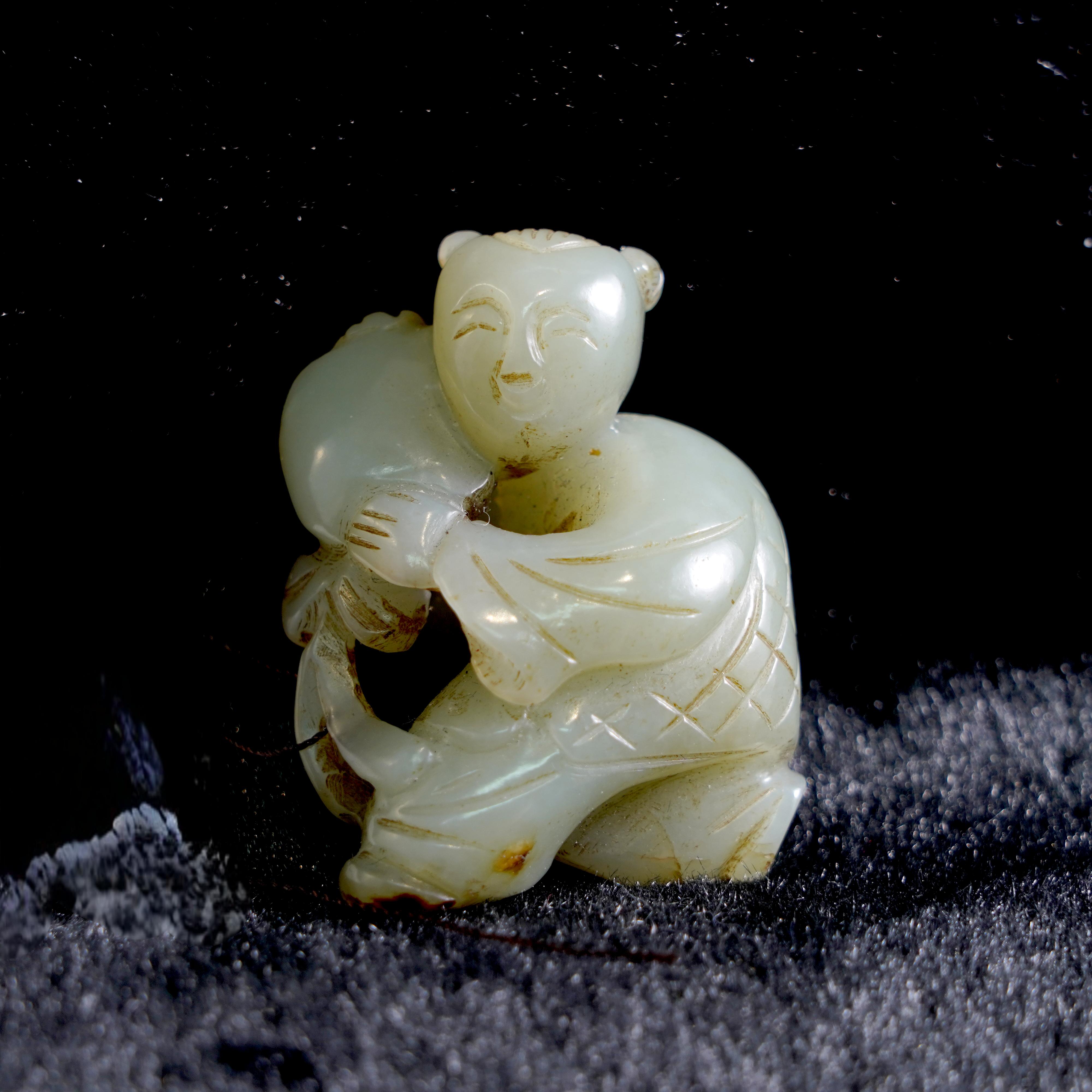 (AB3)LA305032清和田玉童子献宝玉佩件