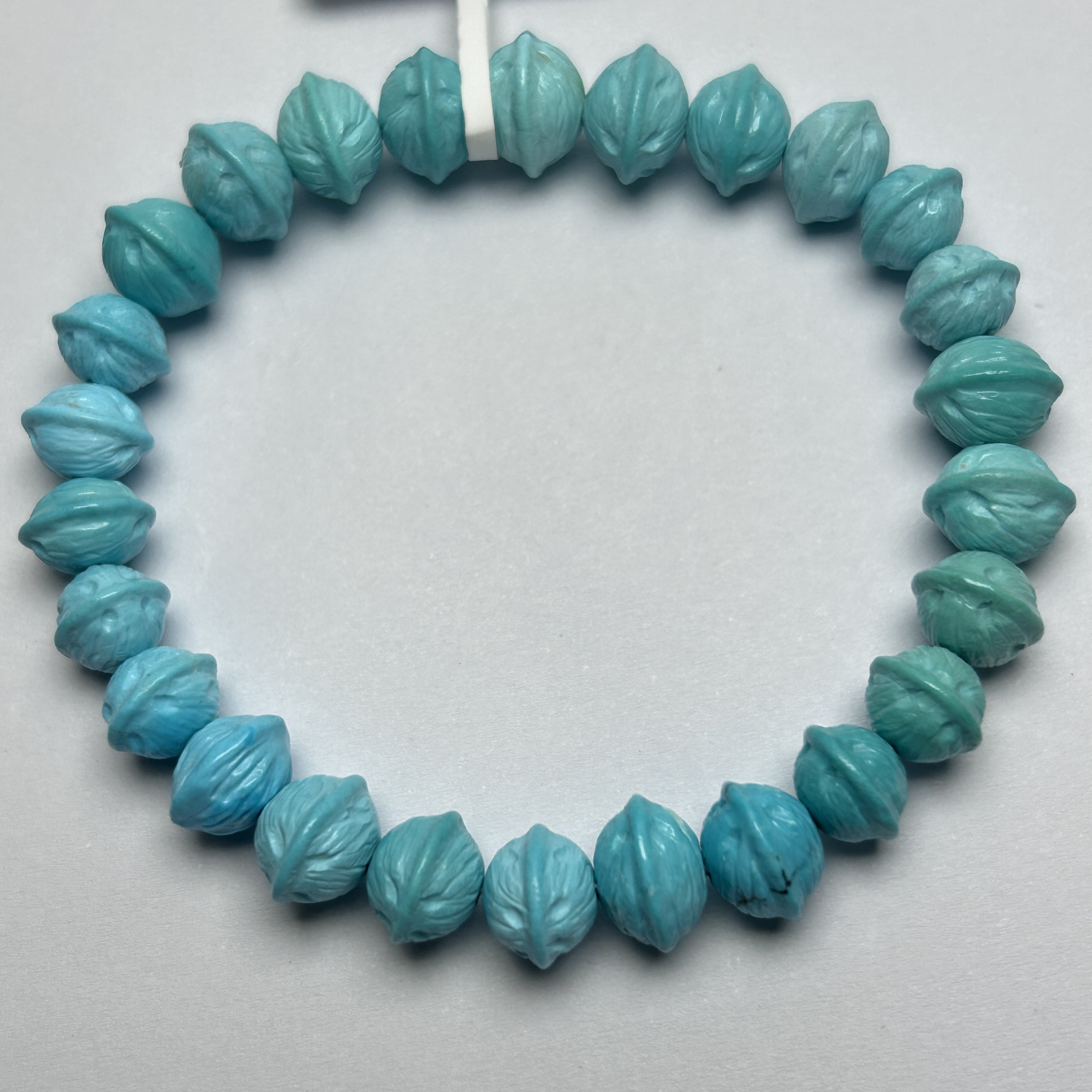 湖北竹山原矿高瓷蓝绿绿松石时尚横打百香单圈手串手链7.7～8.5mm