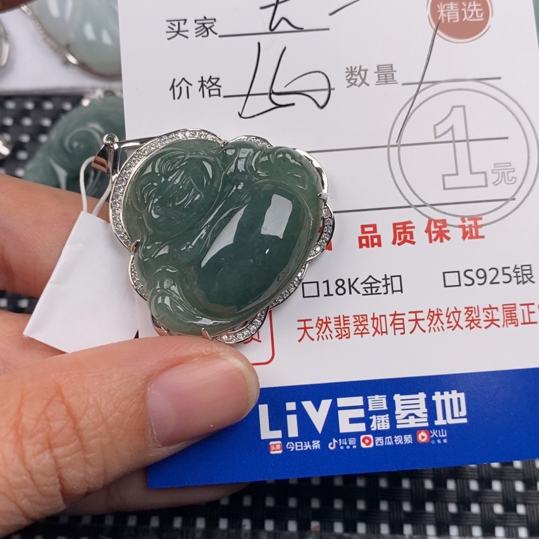 星***海翡翠银S925镶嵌颈饰