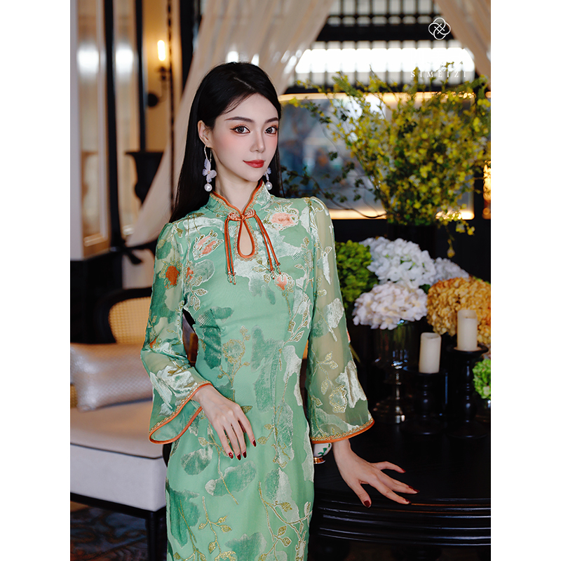 四美子【无忧渡】秋季新款新中式气质优雅显瘦鱼尾改良旗袍连衣裙