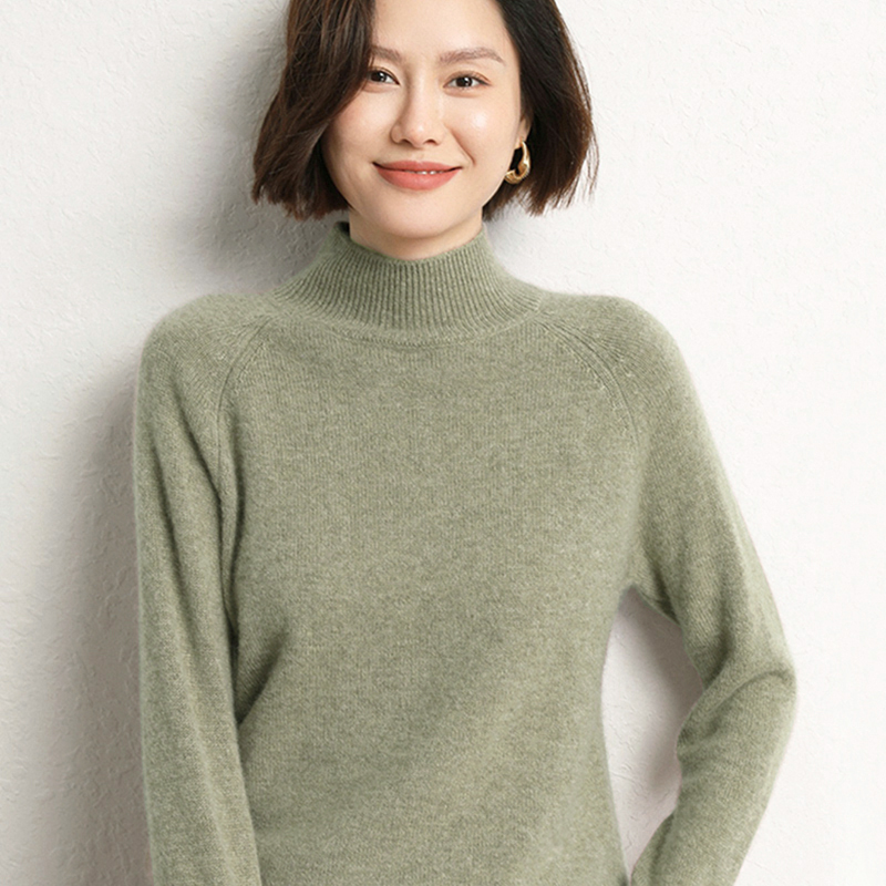 10绒90毛女半高领双线加厚打底针织衫毛衣L240718