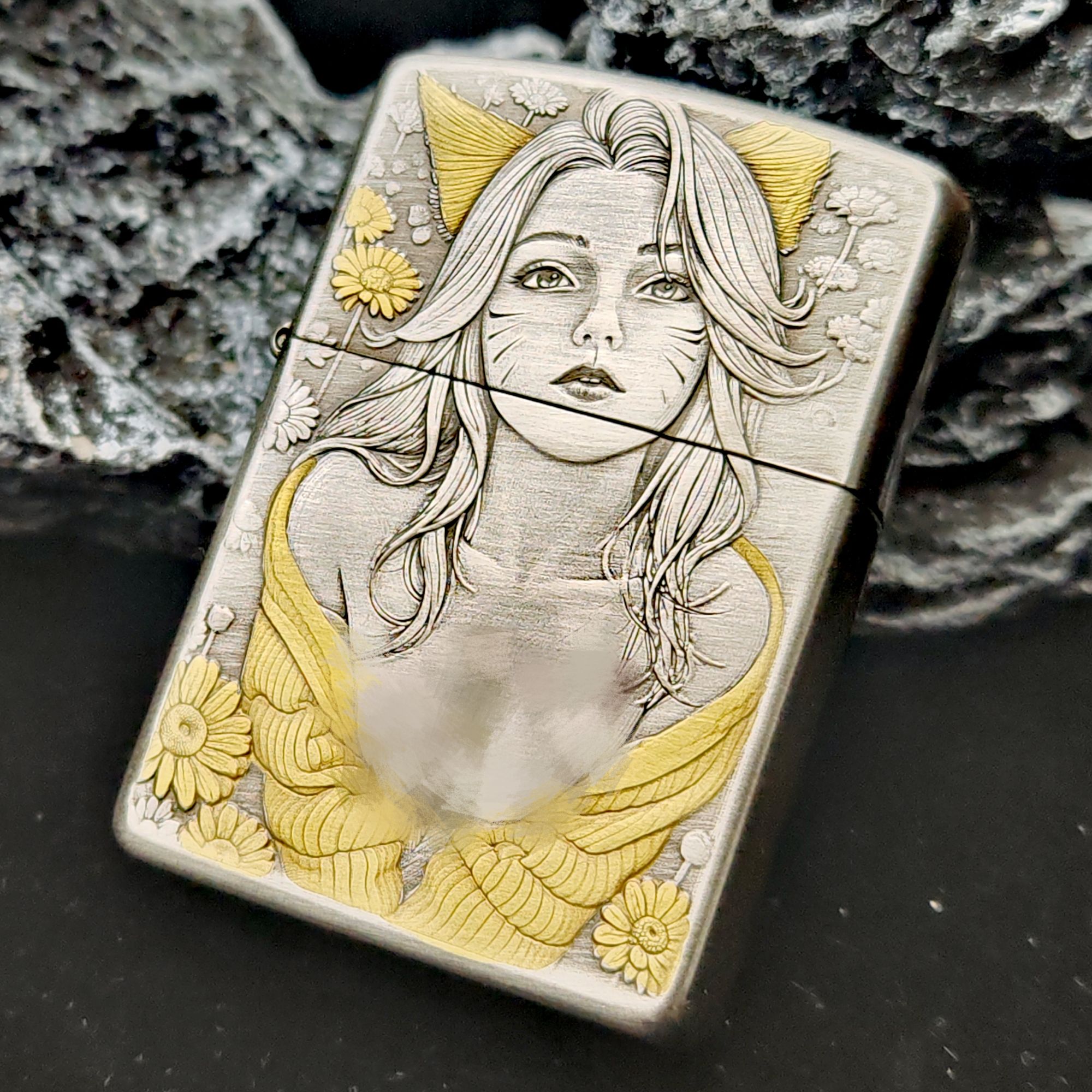 Zippo打火机正版盔甲熏银鎏金初恋阿狸 煤油防风送男朋友DYJ1